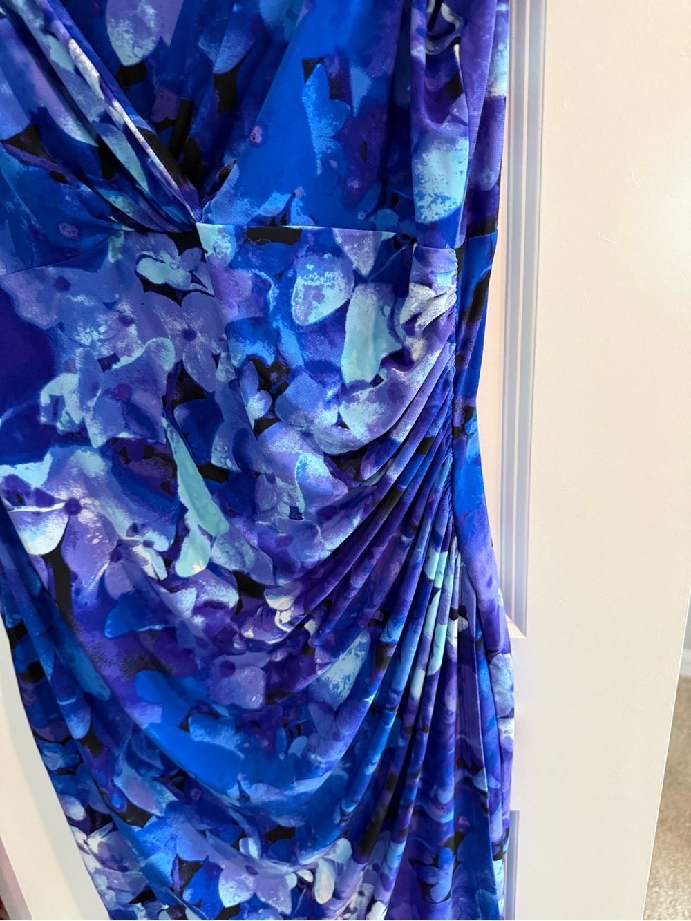 Ralph Lauren Blue and Purple Floral Midi Wrap Dress - Picture 3 of 5